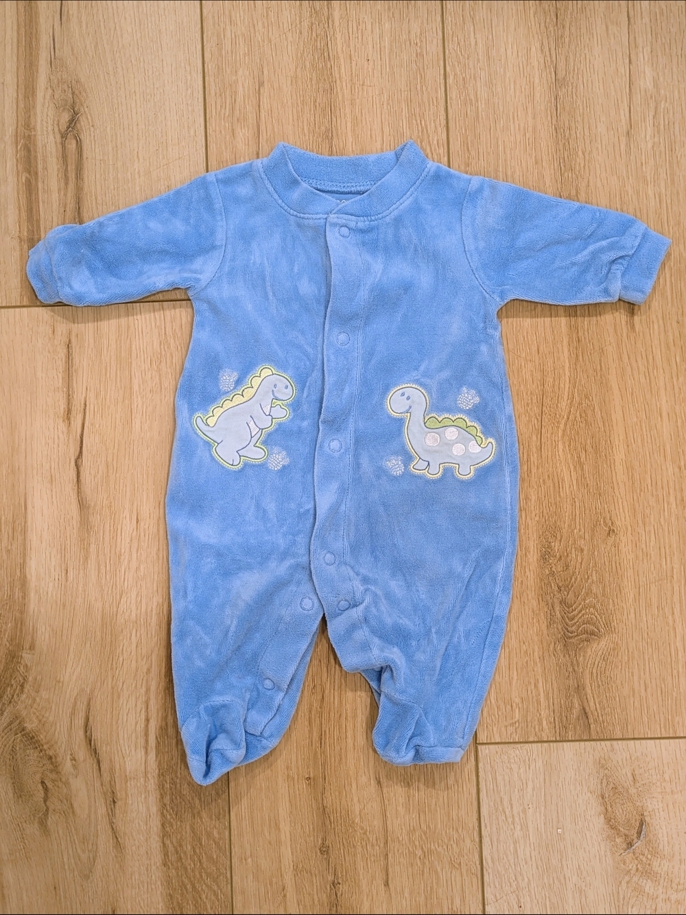 Newborn Baby Blue Dino One-Piece Sleeper